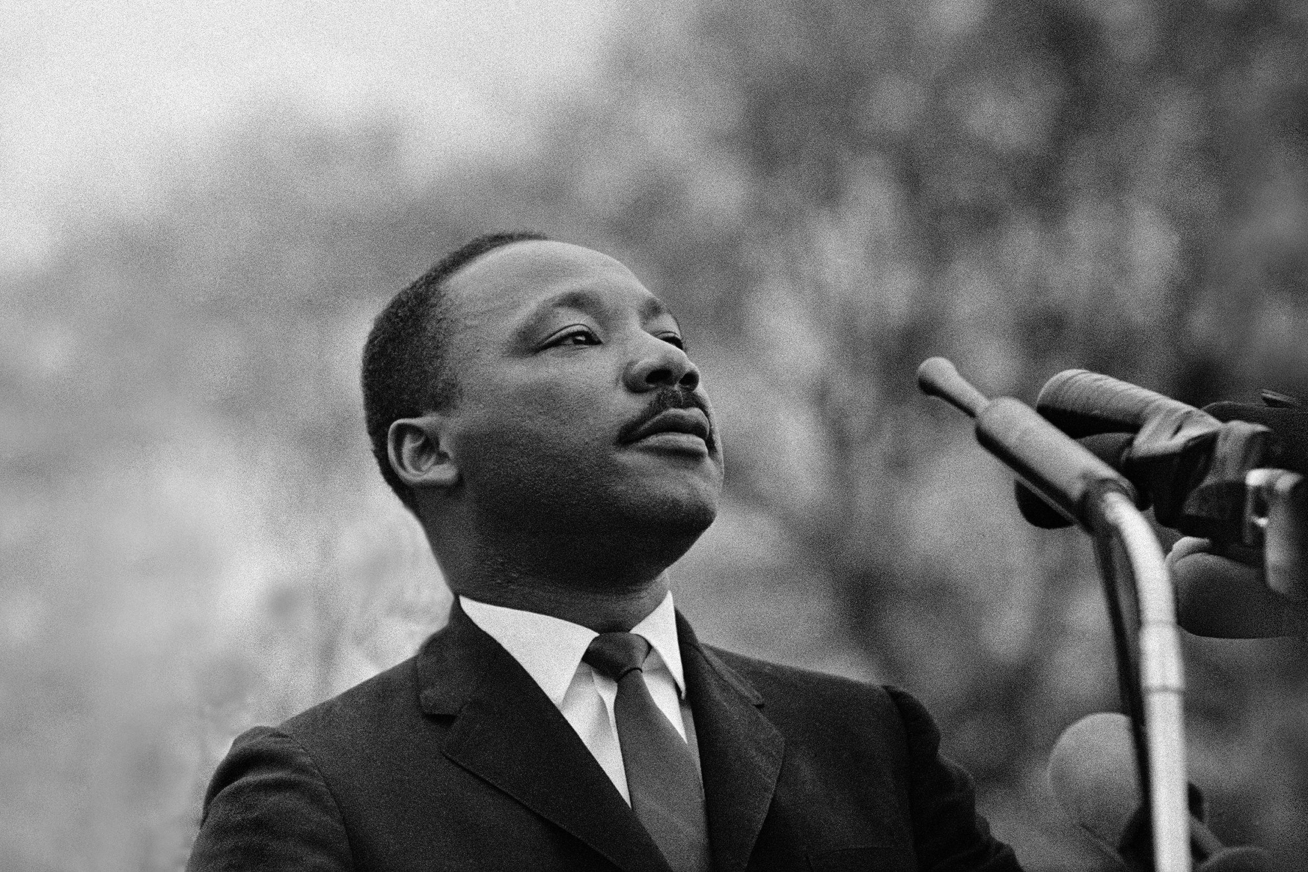 MONTGOMERY, AL - MARCH 25:  Dr. Martin Luther King, Jr. speaking before crowd of 25,000 Selma To Montgomery, Alabama civil rights marchers, in front of Montgomery, Alabama state capital building. On March 25, 1965 in Montgomery, Alabama. (Photo by Stephen F. Somerstein/Getty Images)