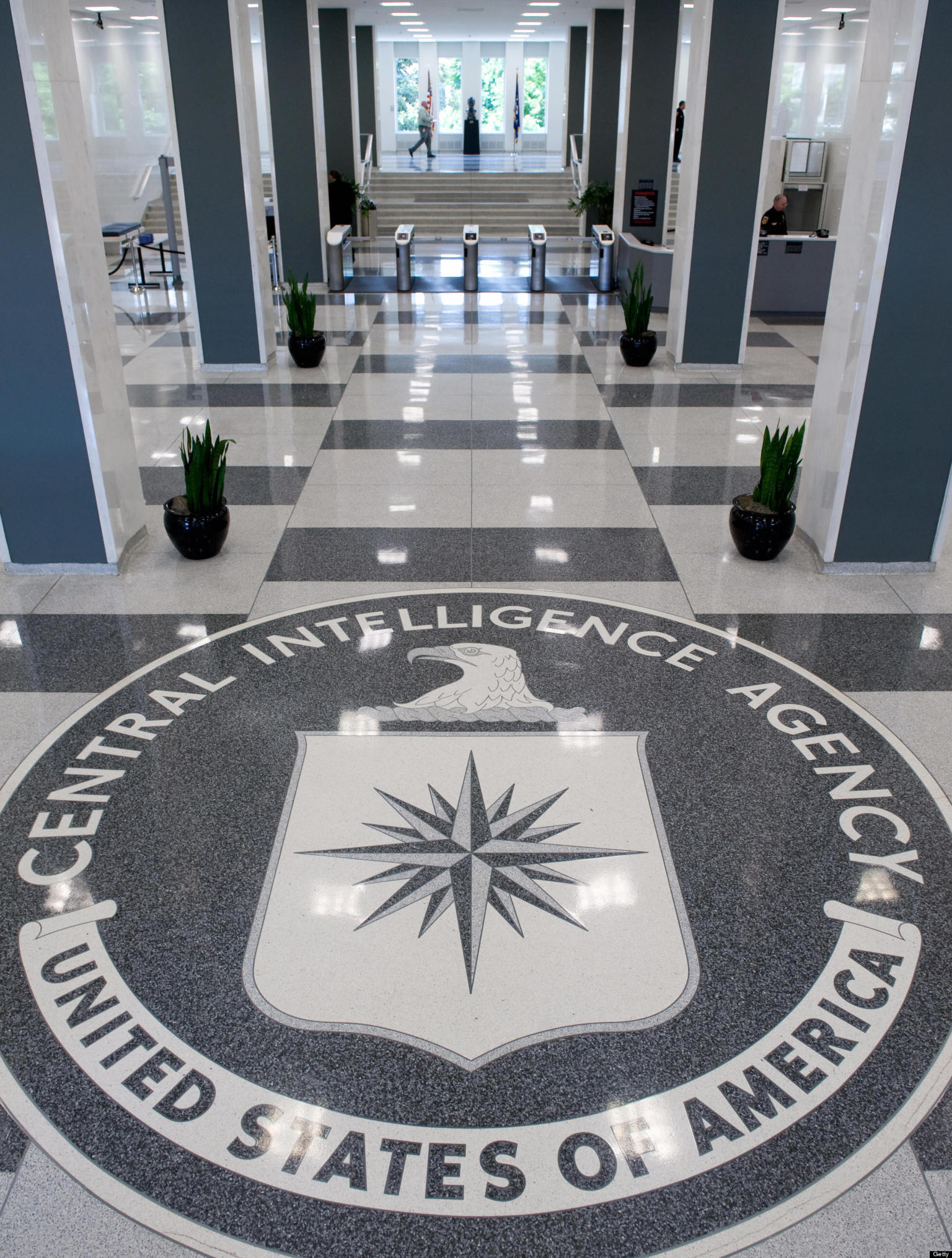 The Central Intelligence Agency (CIA) logo is displayed in the lobby of CIA Headquarters in Langley, Virginia, on August 14, 2008. AFP PHOTO/SAUL LOEB (Photo credit should read SAUL LOEB/AFP/Getty Images)