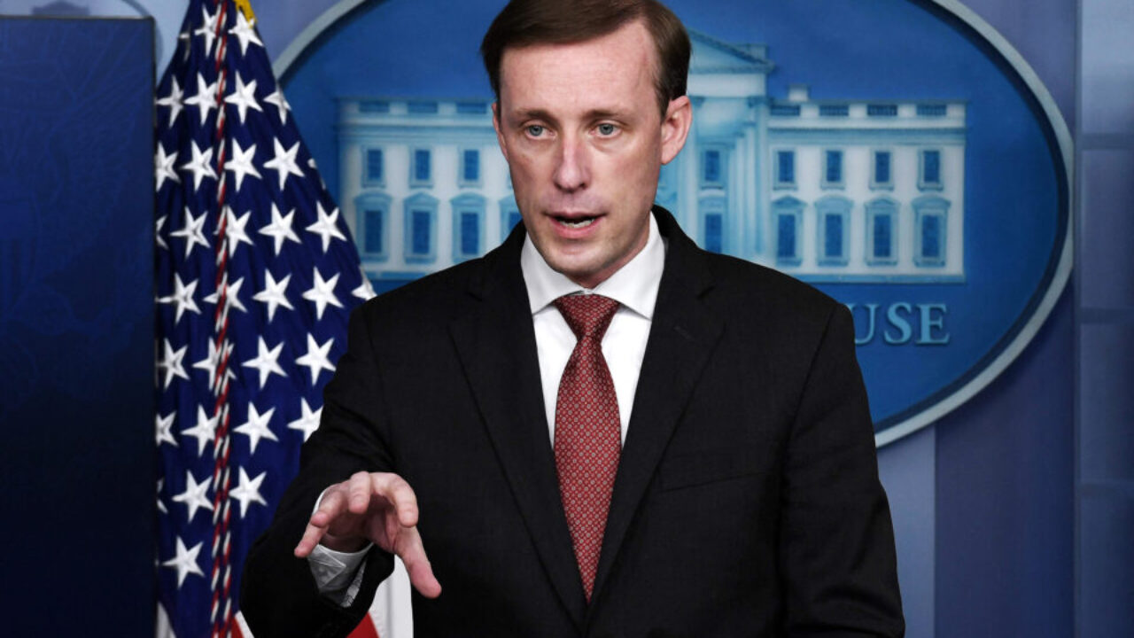 National Security Adviser Jake Sullivan speaks during the daily press briefing on March 12, 2021, in the Brady Briefing Room of the White House in Washington, DC. (Photo by OLIVIER DOULIERY / AFP) (Photo by OLIVIER DOULIERY/AFP via Getty Images)